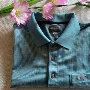 Greg Norman Size Lg - LS Golf Shirt with Pocket Static Blue Very Comfortable